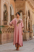 Riwayat light pink and wine kaftan set