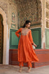 Riwayat orange printed frockstyle kurta set