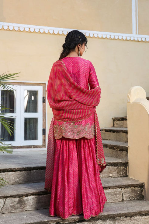 Riwayat pink printed sharara set