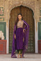 Riwayat purple and green overlap frockstyle kurta set