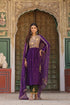 Riwayat purple and green overlap frockstyle kurta set