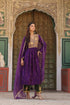 Riwayat purple and green overlap frockstyle kurta set