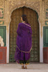 Riwayat purple and green overlap frockstyle kurta set