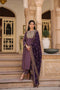 Riwayat purple printed frockstyle kurta set