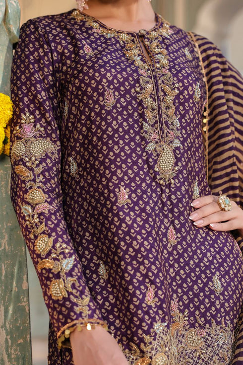 Riwayat purple printed sharara set