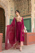 Riwayat wine and light pink overlap frockstyle kurta set