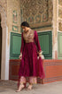 Riwayat wine and light pink overlap frockstyle kurta set