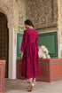 Riwayat wine and light pink overlap frockstyle kurta set