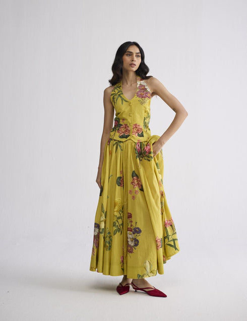 Romy halterneck waistcoat and skirt set