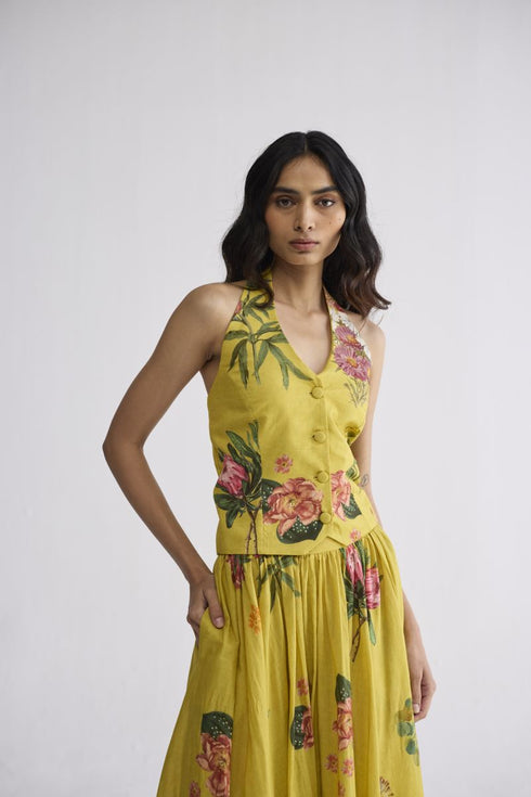 Romy halterneck waistcoat and skirt set