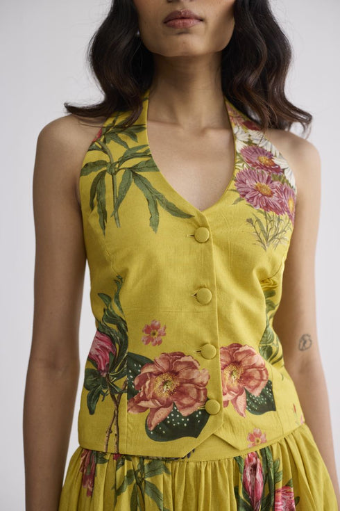 Romy halterneck waistcoat and skirt set