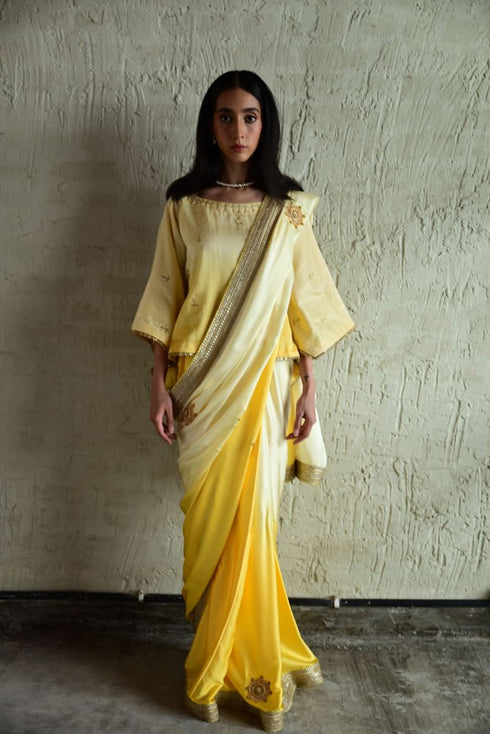 Roop yellow shaded sari