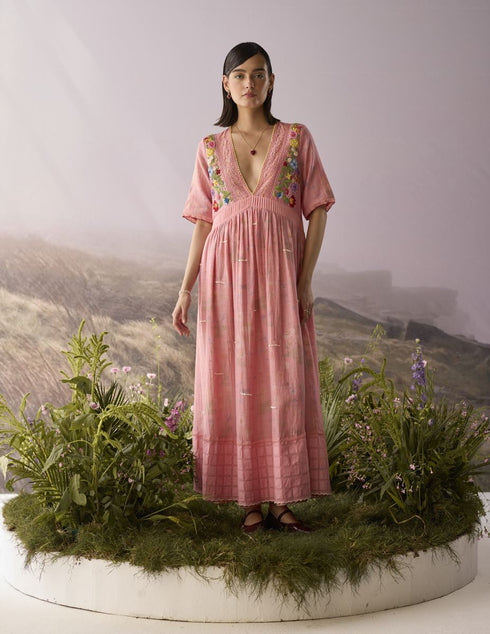 Rose floral maxi dress