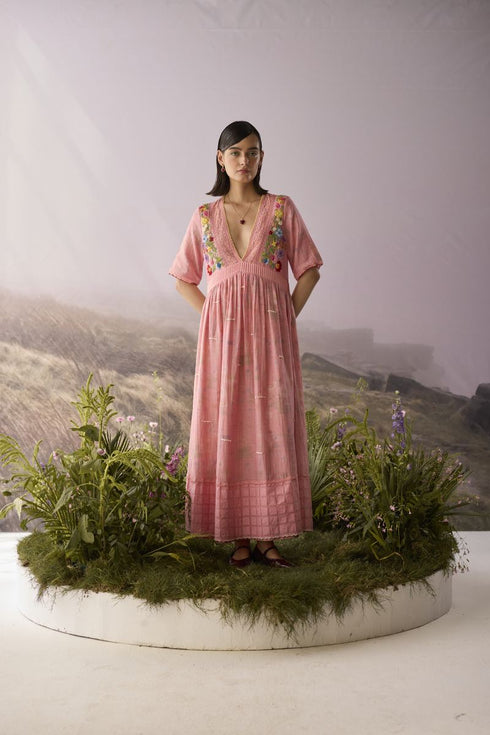 Rose floral maxi dress