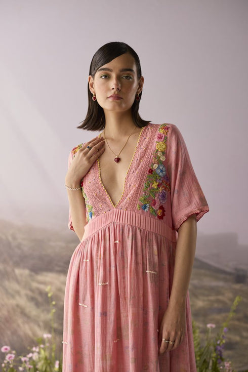 Rose floral maxi dress