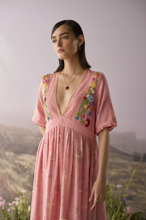 Rose floral maxi dress