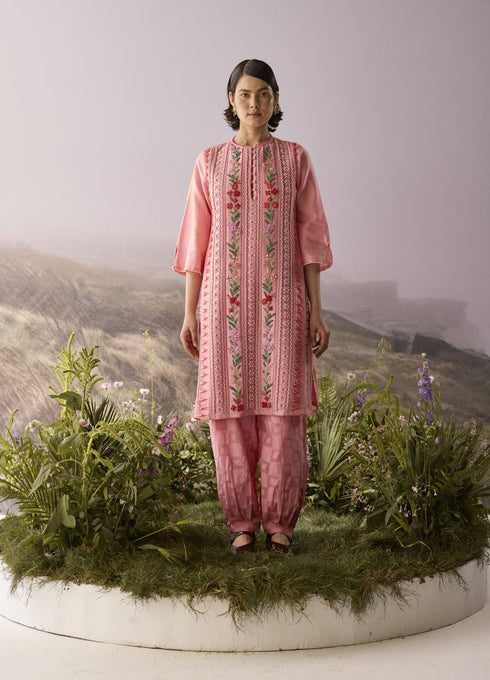 Rose floral panelled kurta