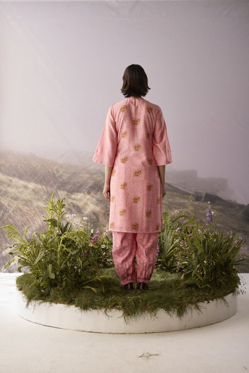 Rose floral panelled kurta