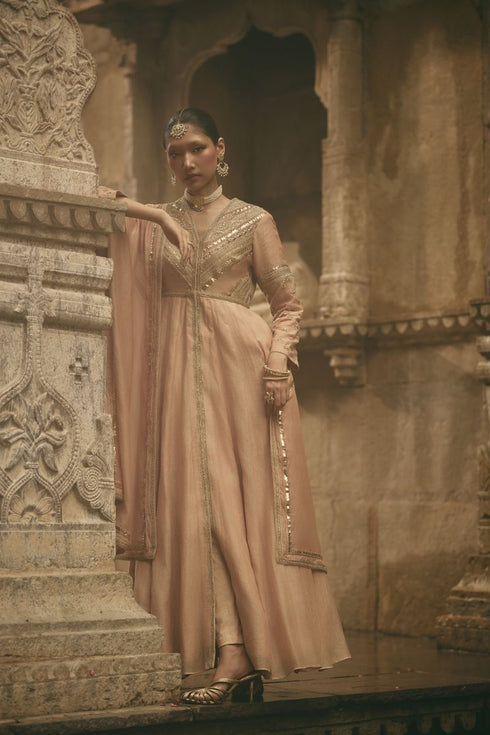 Rose jaipur beige anarkali set