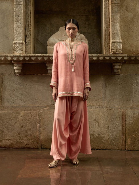 Rose jaipur dhoti and short kurti set