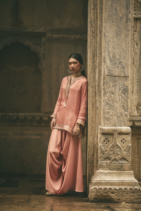 Rose jaipur dhoti and short kurti set