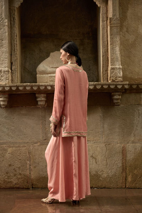 Rose jaipur dhoti and short kurti set