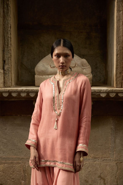 Rose jaipur dhoti and short kurti set