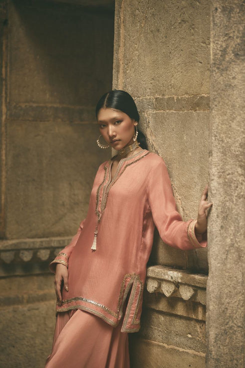 Rose jaipur dhoti and short kurti set