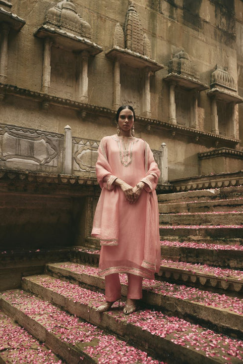 Rose jaipur pink long kurta set