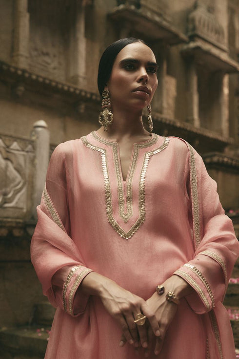 Rose jaipur pink long kurta set