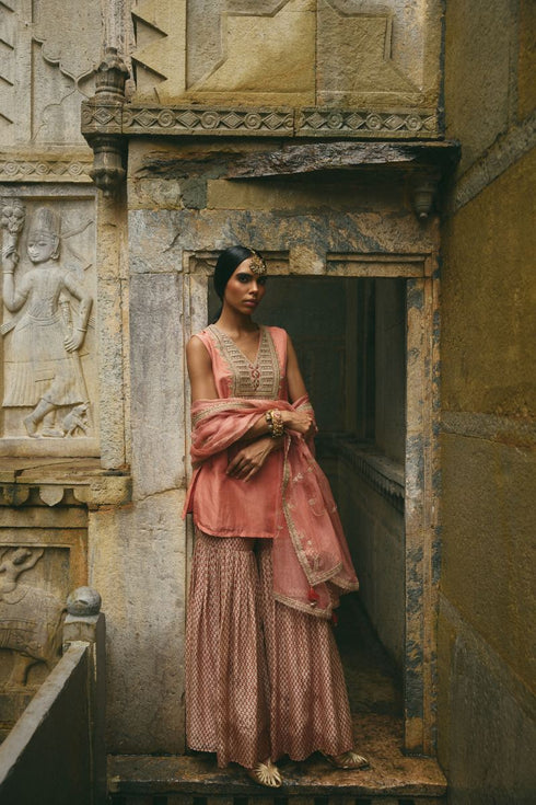 Rose jaipur warm pink sharara set