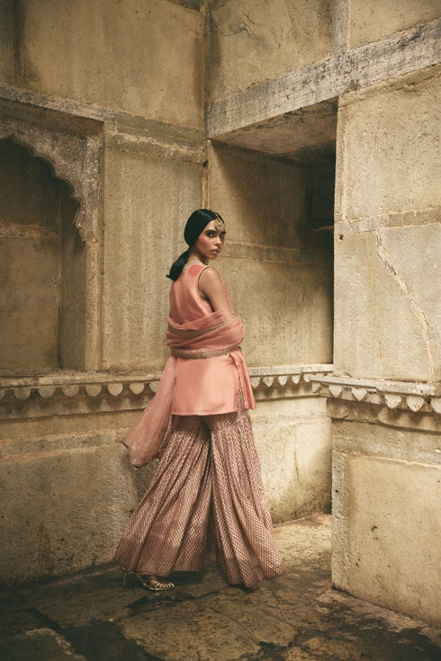 Rose jaipur warm pink sharara set