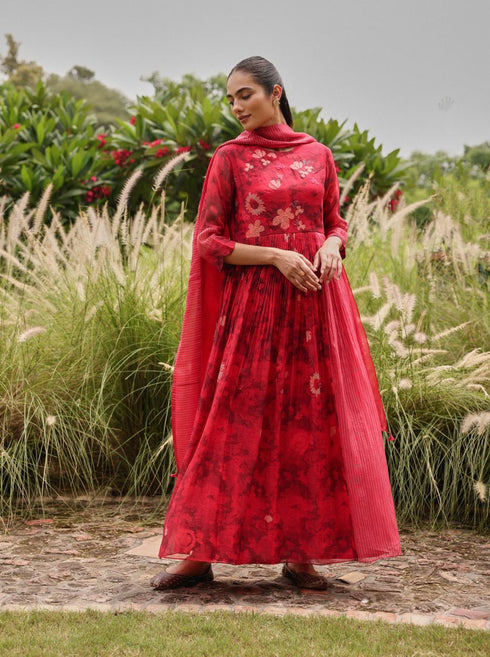 Rosewood bloom anarkali set