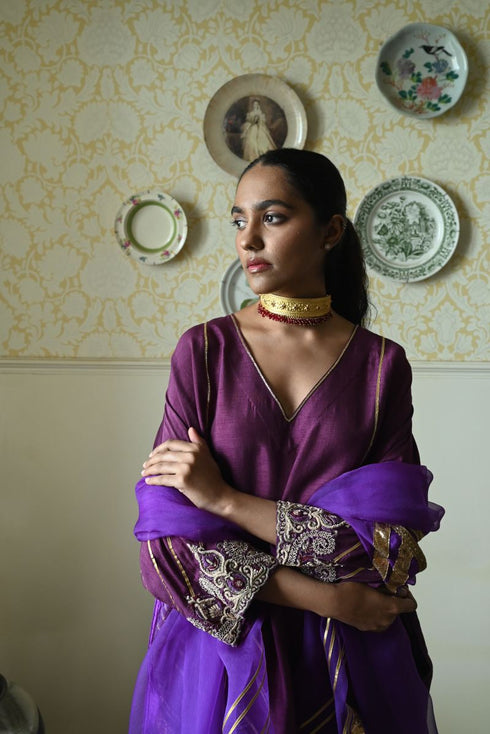 Roshnee purple kaftan set