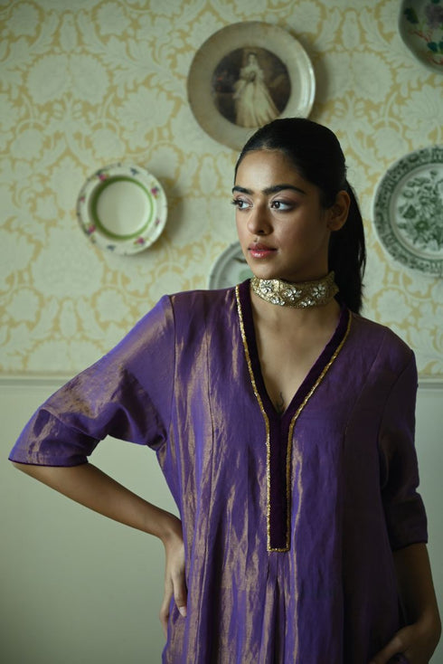 Roshnee purple sashiko anarkali