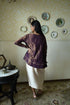 Roshnee purple shabana kurta with red cowl skirt