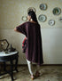 Roshnee red cape with beige dhoti pants