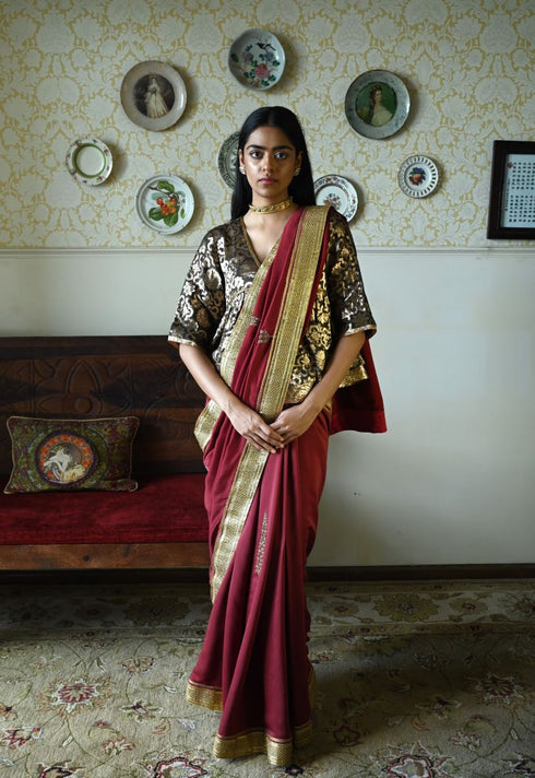 Roshnee red sari
