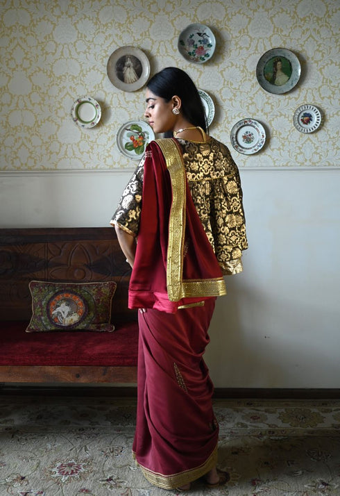 Roshnee red sari
