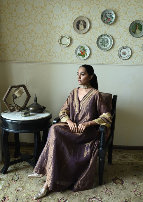 Roshnee waheeda berry purple kaftan