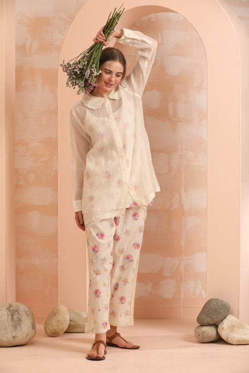 Rowan pink and off-white top