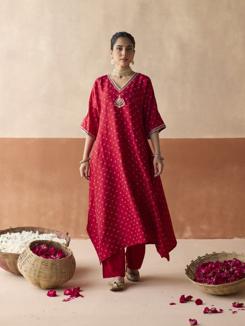 Royal elephant ruby red kaftan set