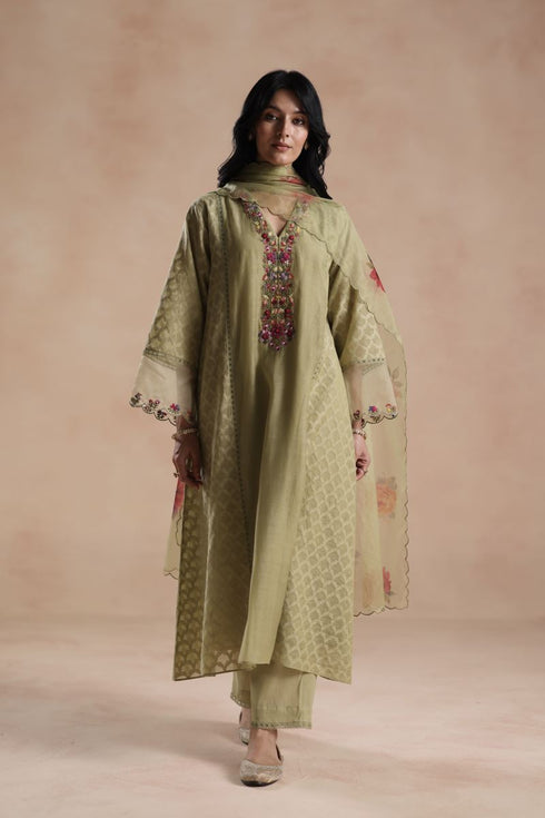 Rua elaichi green kurta set