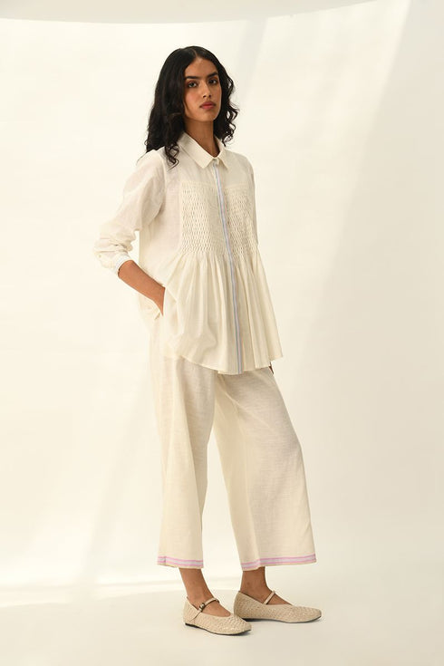 Rugosa ivory smocking top