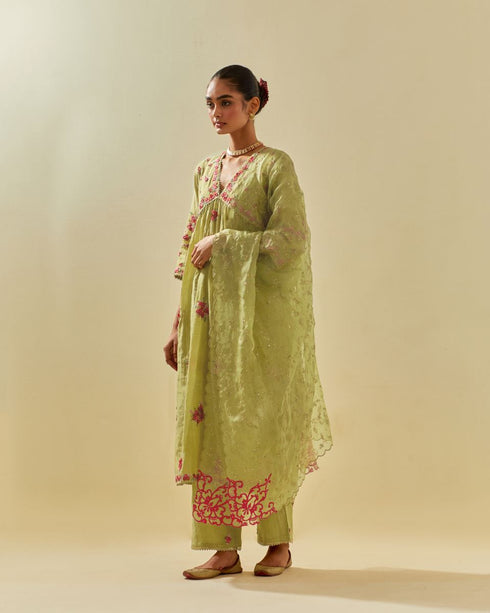 Rukmini green kurta dress set