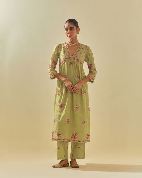 Rukmini green kurta dress set