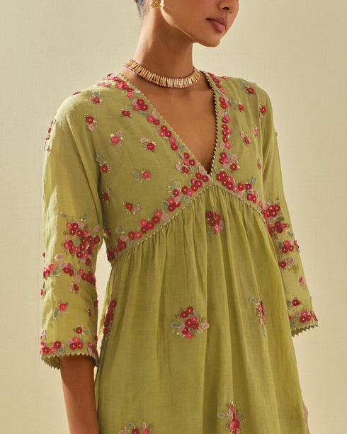 Rukmini green kurta dress set