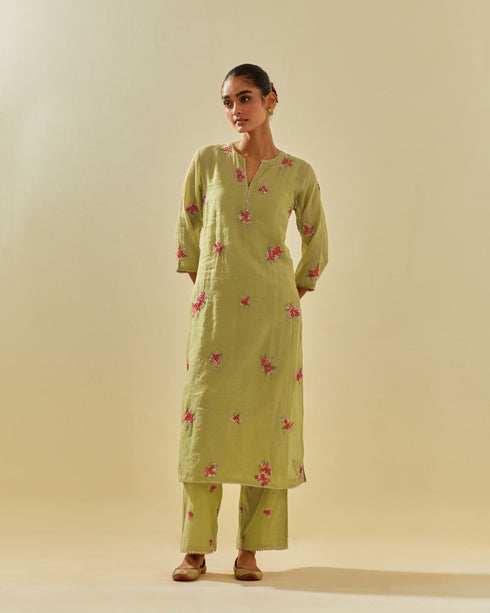 Rukmini green kurta set