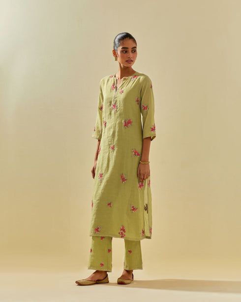 Rukmini green kurta set