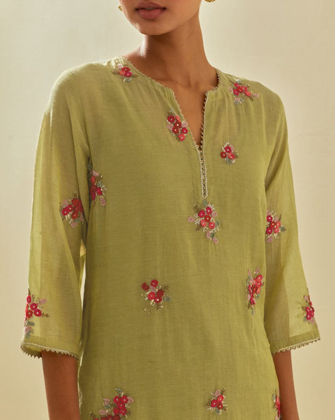 Rukmini green kurta set